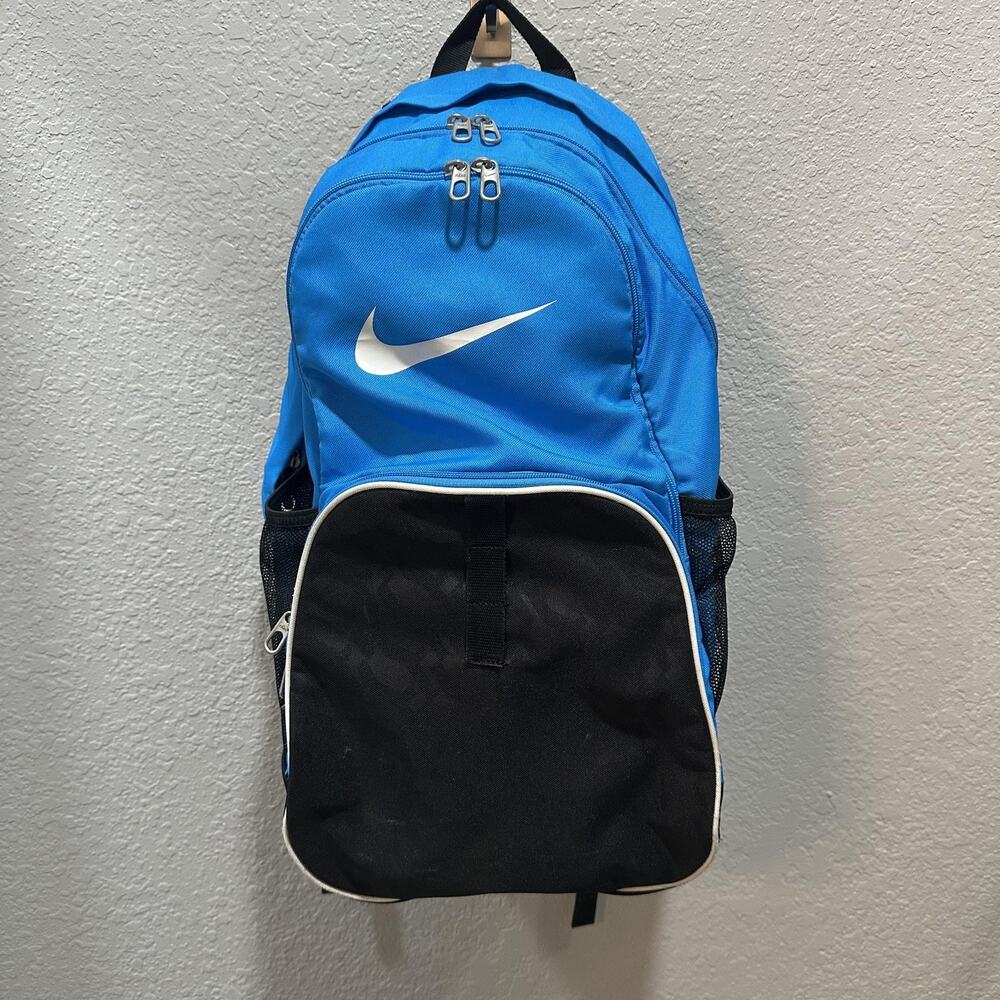 Nike Brasila Backpack Blue Swoosh Mesh Pockets BA4718-428 School Sports